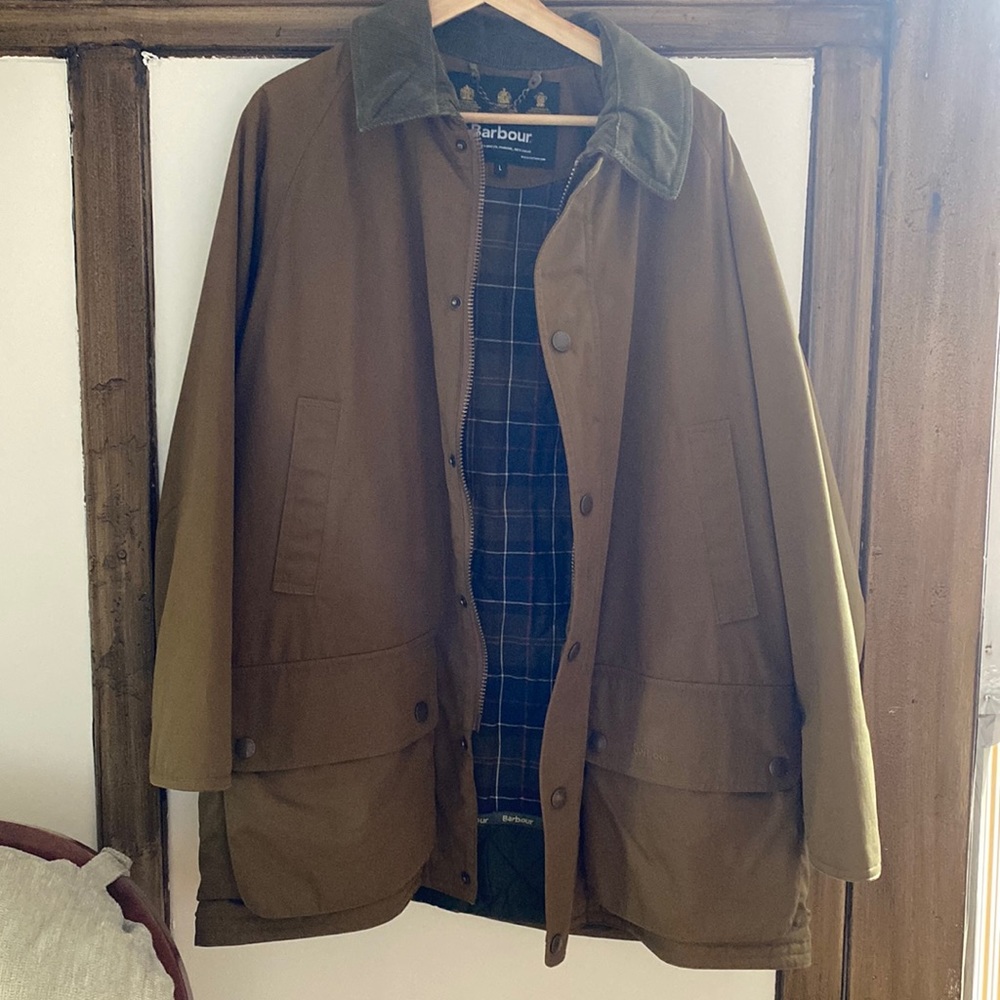Barbour Brown Field Jacket with Green Corduroy Collar